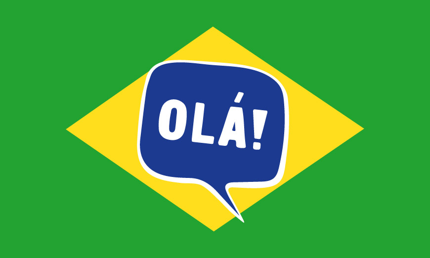 Bandera con palabra en portugués